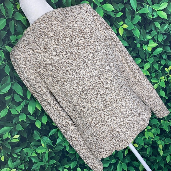 CREAM & BROWN THICK KNIT PULLOVER SWEATER · SIZE XL, FITS M/XL · LIZ CLAIBORNE - Picture 5 of 6